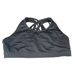 Fabletics Black‎ Medium Impact Strappy Back Sports Bra Comfortable Workout Gym